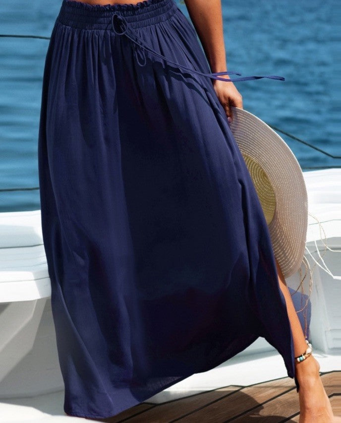 Cupshe Women's Blue Smocked Waist Maxi Skirt Blue M