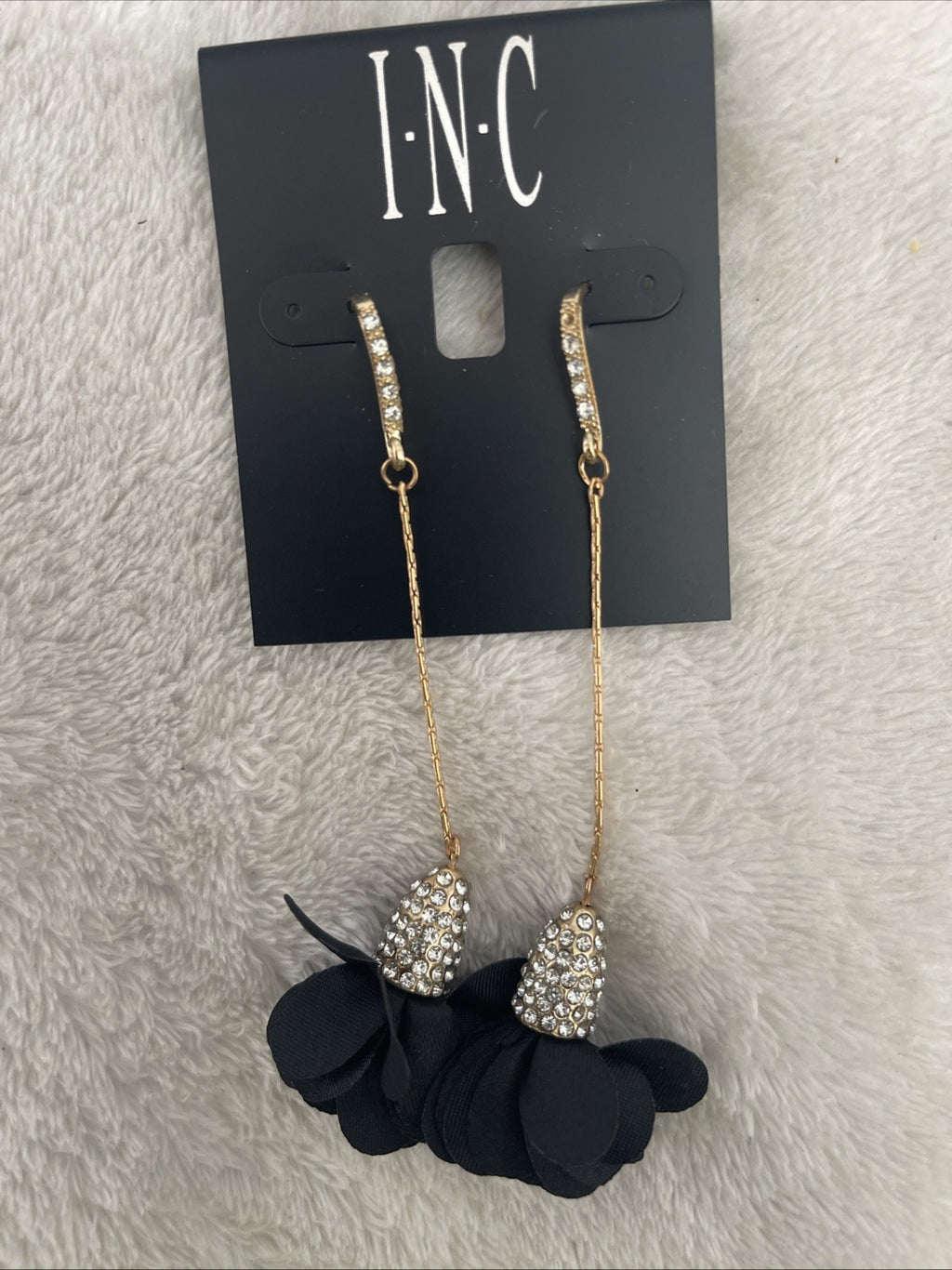 I.N.C. International Concepts Fabric-Flower Drop Earrings