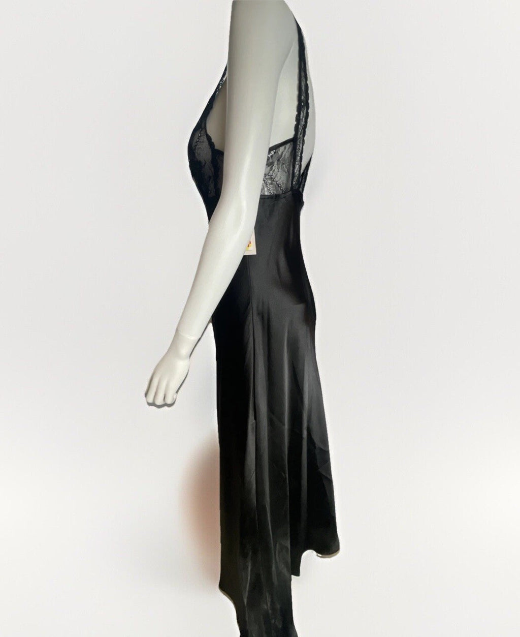 Linea Donatella Max Paisley Solid Charmeuse Satin Nightgown - Black, Small
