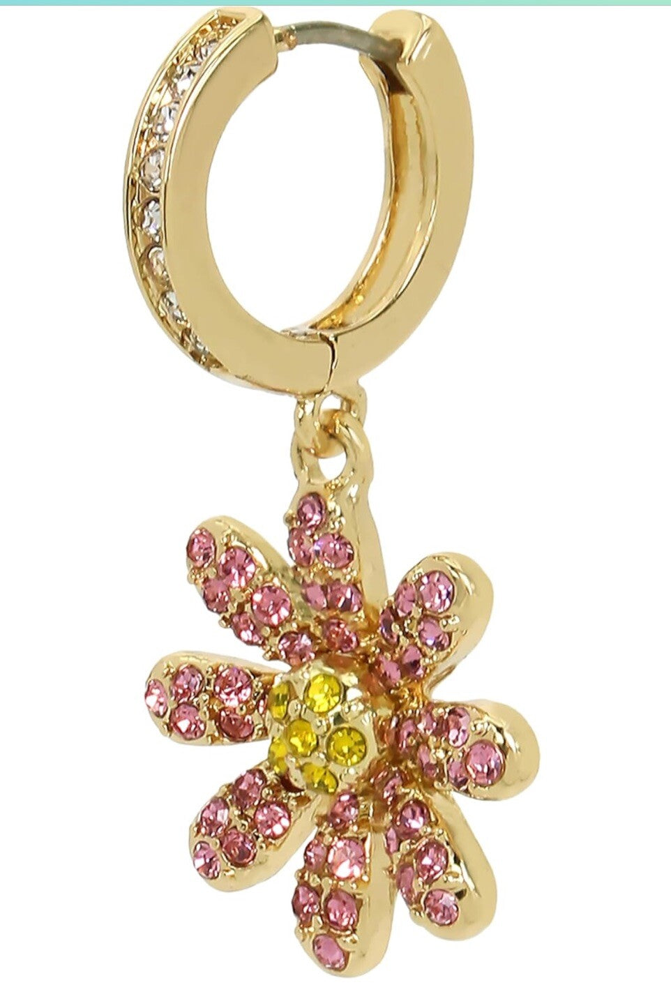 Betsey Johnson Womens Daisy Charm Huggies