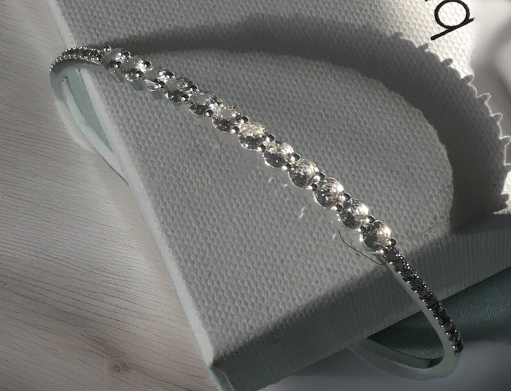 Anne Klein Silver-Tone Crystal Stone Thin Cuff Bracelet