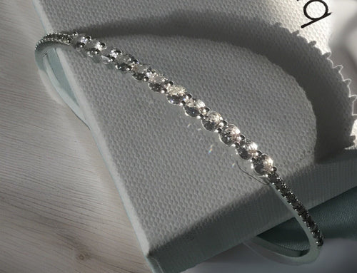 Anne Klein Silver-Tone Crystal Stone Thin Cuff Bracelet