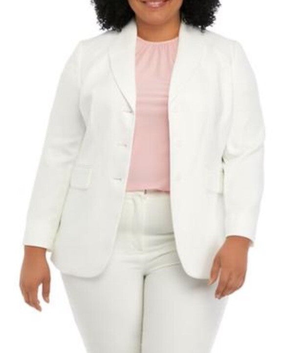 Plus Womens Office Career Suit Jacket White 18W