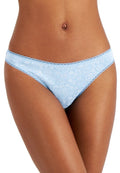  Charter Club Everyday Cotton Women's Lace-Trim Thong Blue Medium Outline Floral