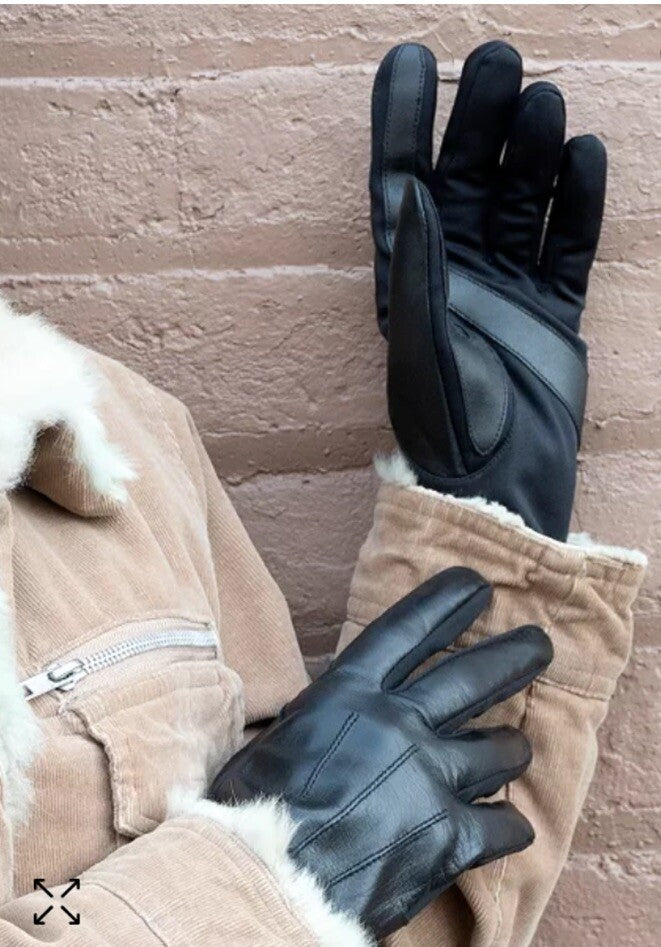 Isotoner Signature Stretch Leather Touchscreen Gloves Women's L/XL Black