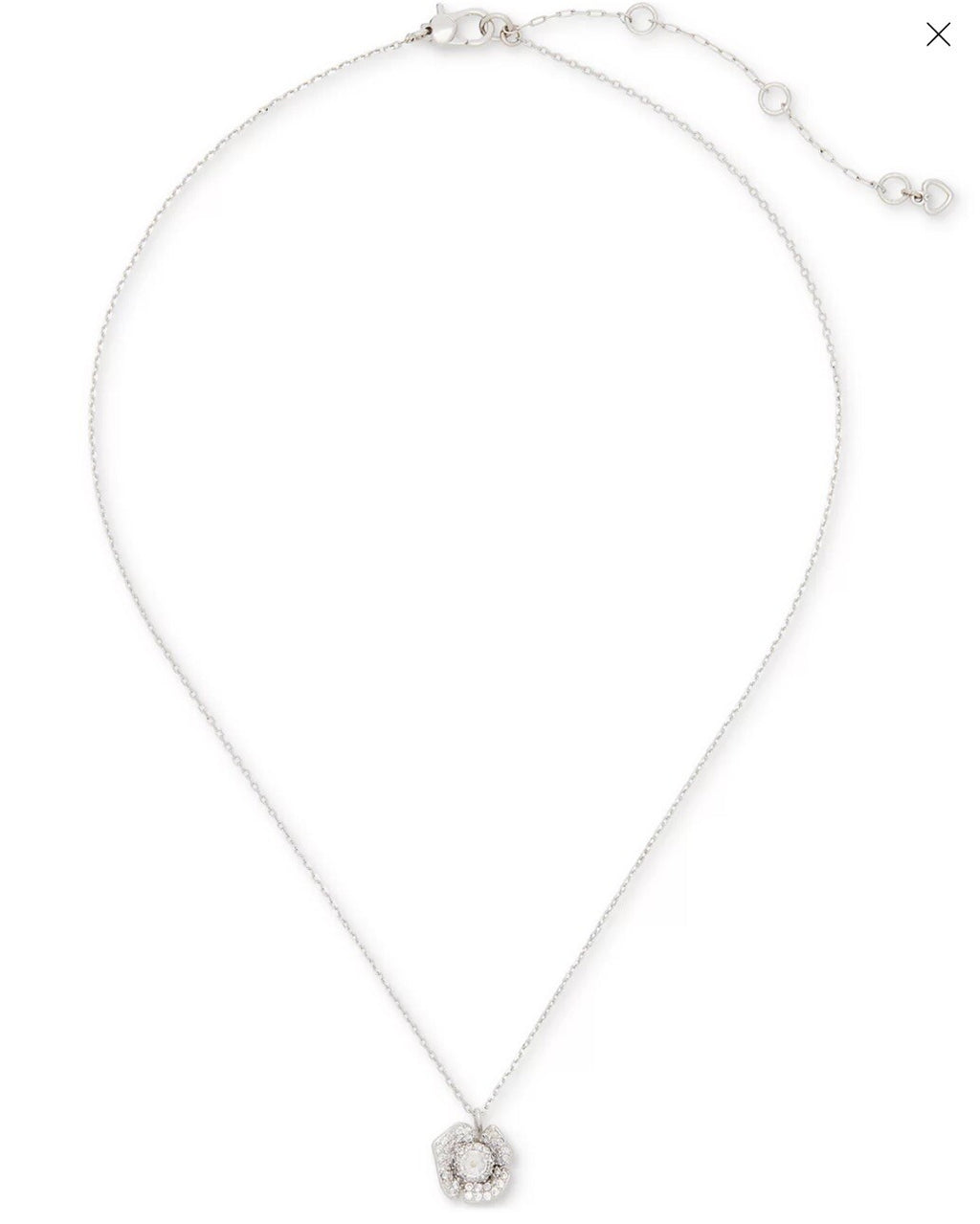 Kate Spade Silver-Tone Cubic Zirconia Poppy Mini Pendant Necklace, 16"+ 3" exten