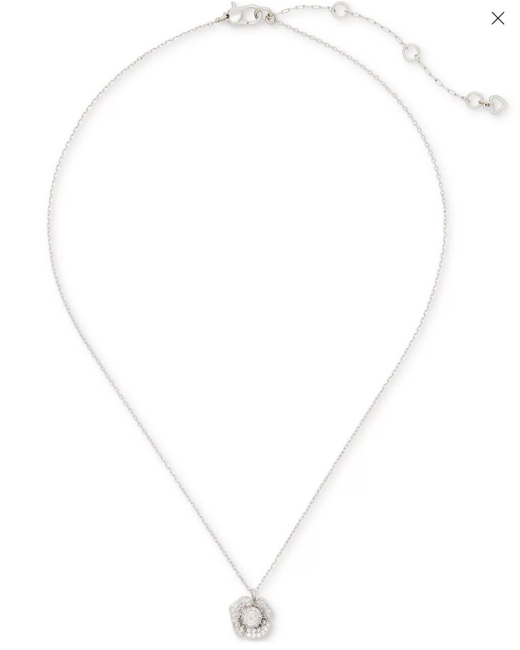 Kate Spade Silver-Tone Cubic Zirconia Poppy Mini Pendant Necklace, 16"+ 3" exten
