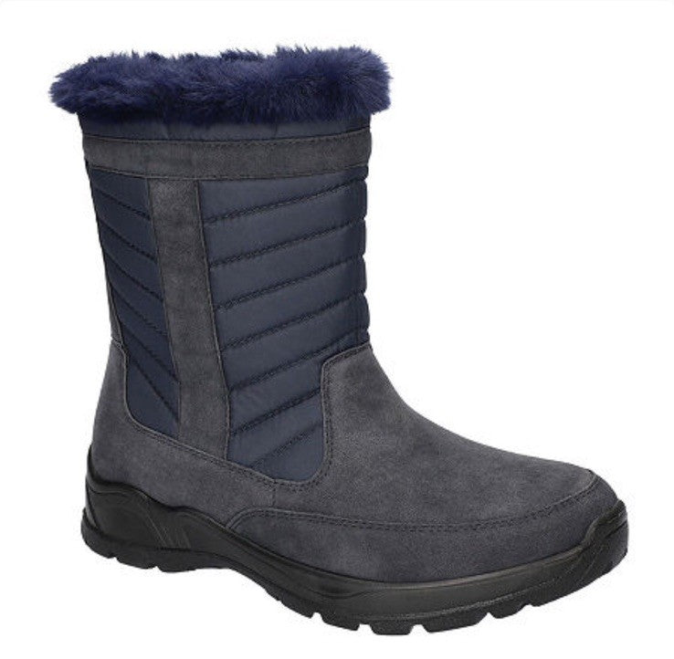 Easy Street Women's Frazer Slip Resistant and Waterproof Side Zip Boots Navy 9 M