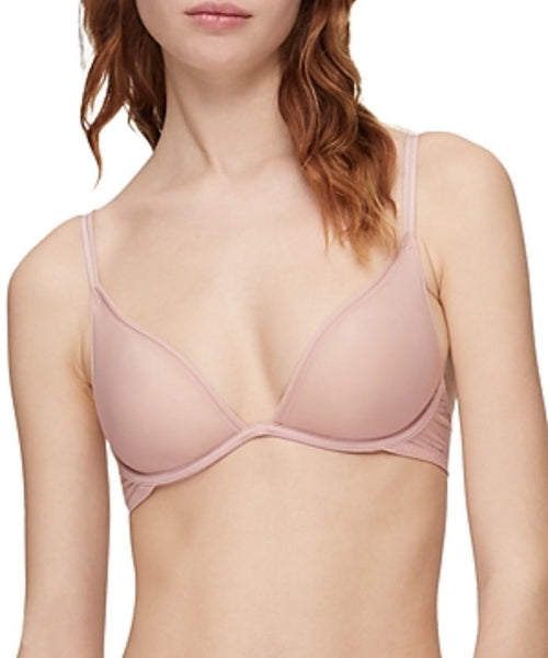 Calvin Klein Women's Sheer Marquisette Unlined Plunge Bra Beige 34C