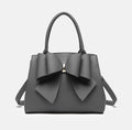 Like Dreams Park Bow Vegan Satchel Crossbody Bag Frost Grey 