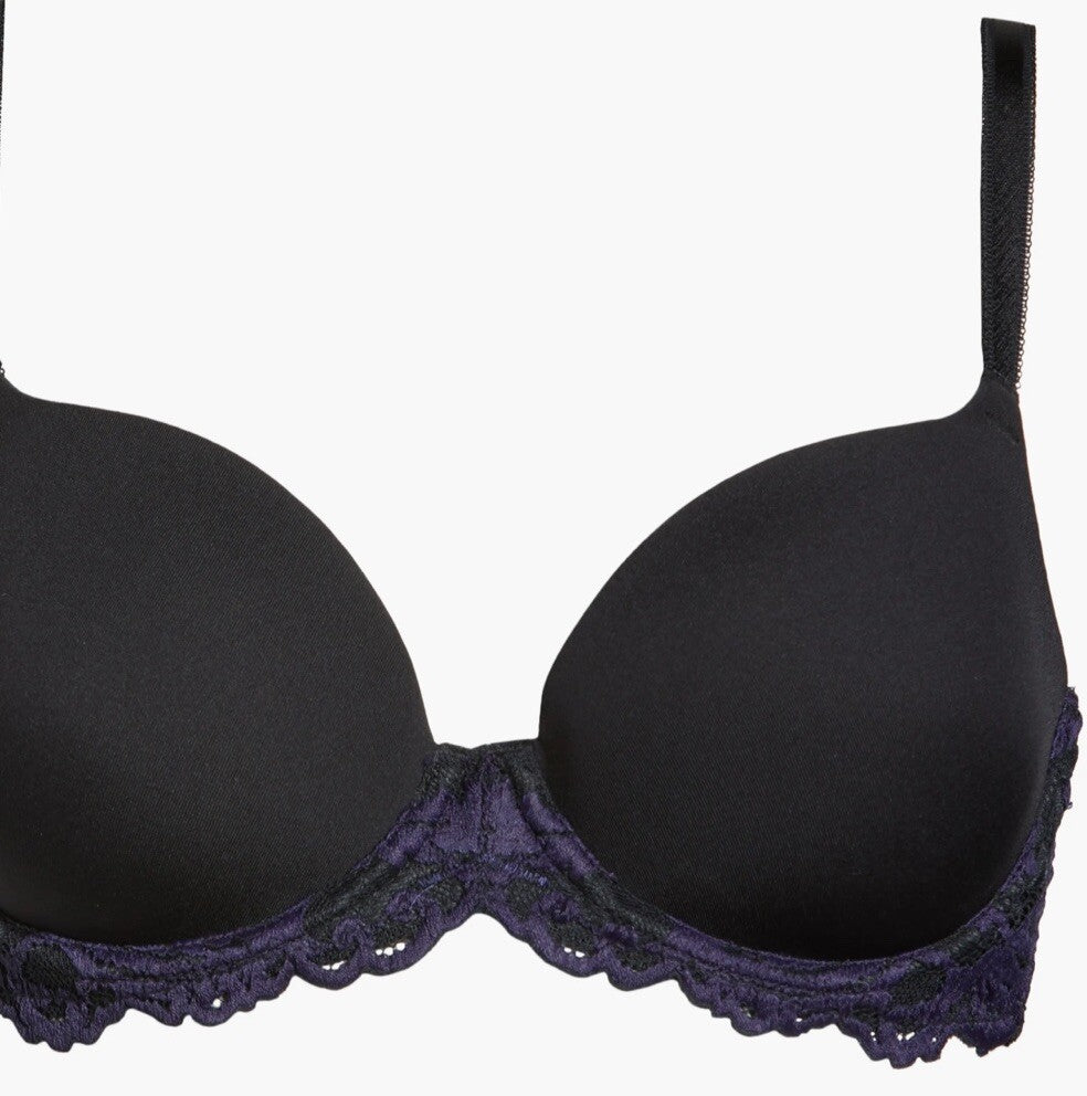 Instant Icon T-Shirt Bra Wacoal 853322 Black And Purple 32D