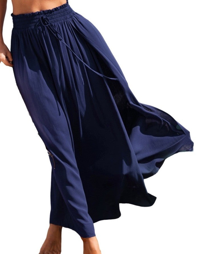 Cupshe Women's Blue Smocked Waist Maxi Skirt Blue M