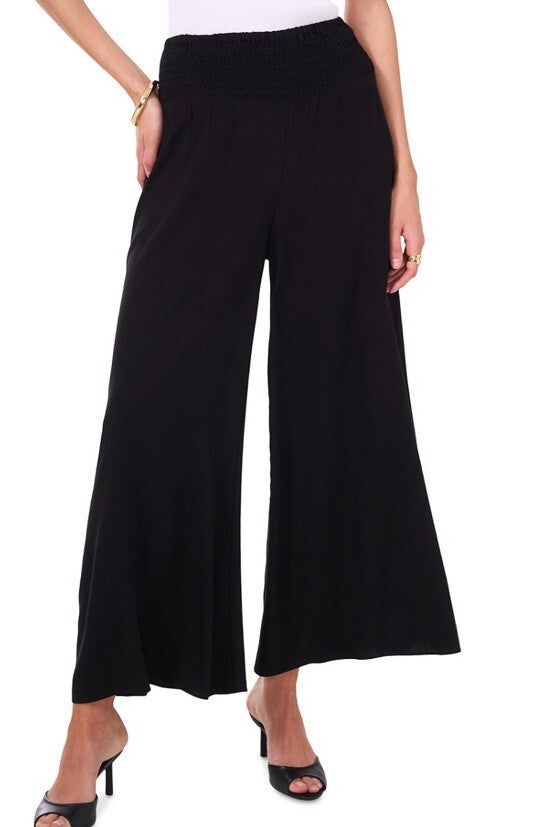 Vince Camuto Women's Black Smocked-Waist Pull-On Pants Plus Size 3X