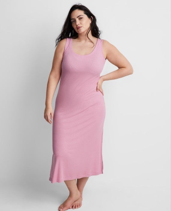 State of Day Women's Ribbed Modal Blend Tank Nightgown Mauve Orchid S