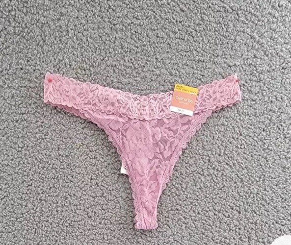 State of Day Lace Thong Underwear Women's  XL Mauve Orchid Elastic Waist Pull On