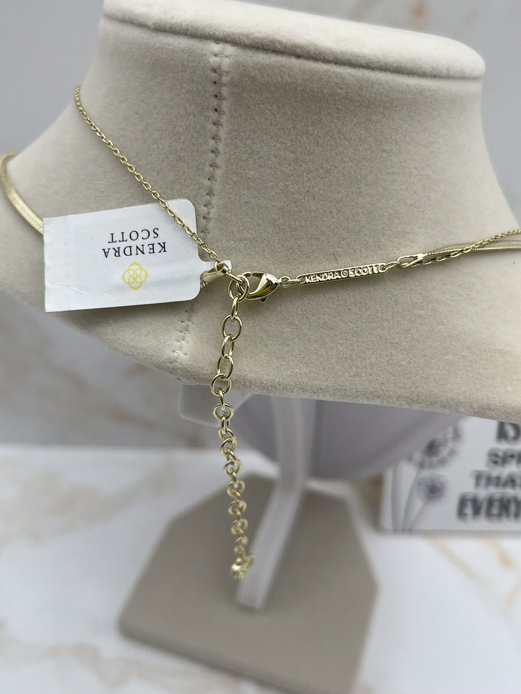 Kendra Scott Gold Tone Double Strand Chain Necklace with Stone  15-18” GORGEOUS