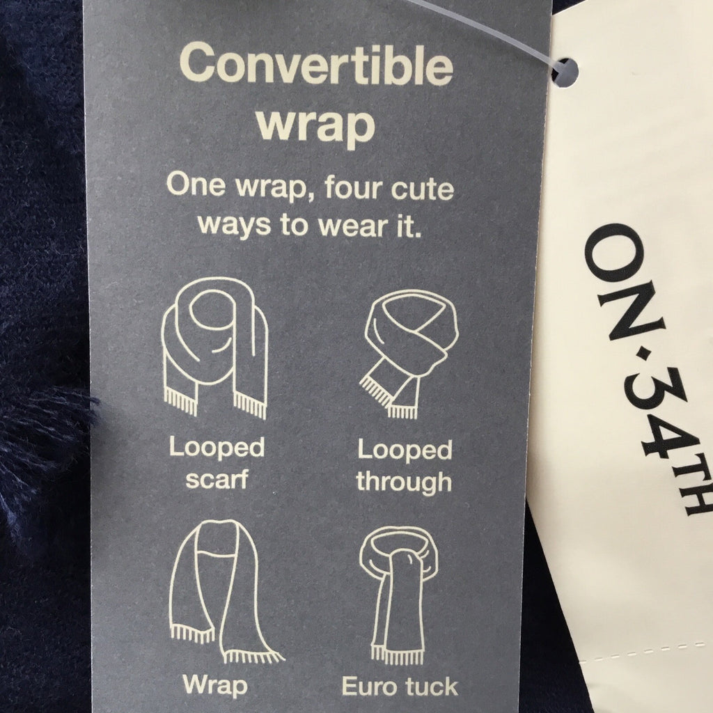 On 34th Women's Solid Supersoft Wrap Scarf, 