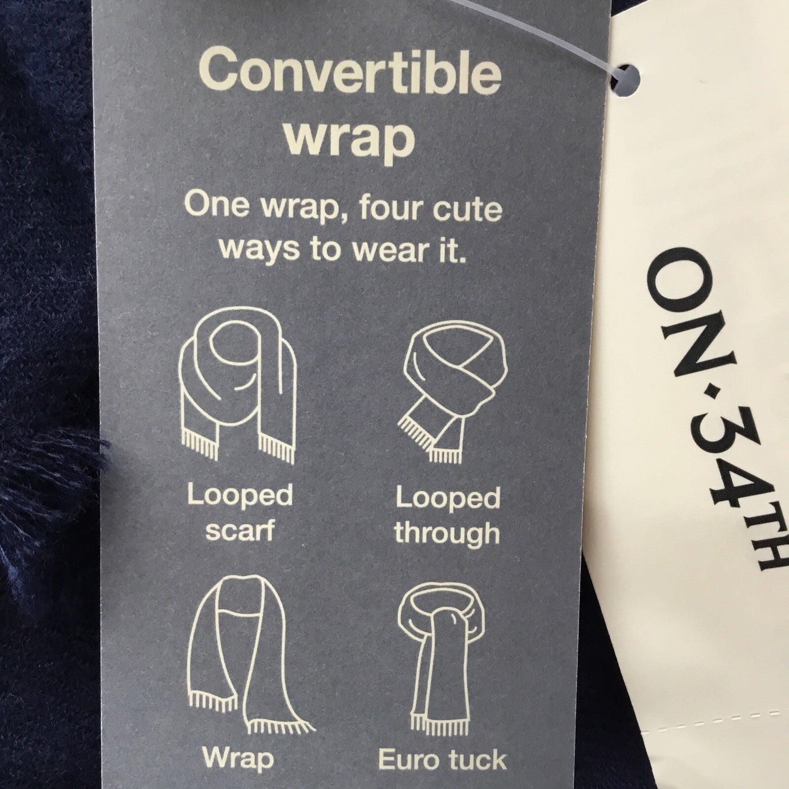 On 34th Women's Solid Supersoft Wrap Scarf, 