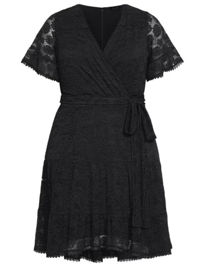 City Chic Garden Kisses Dress - black Plus Size XS