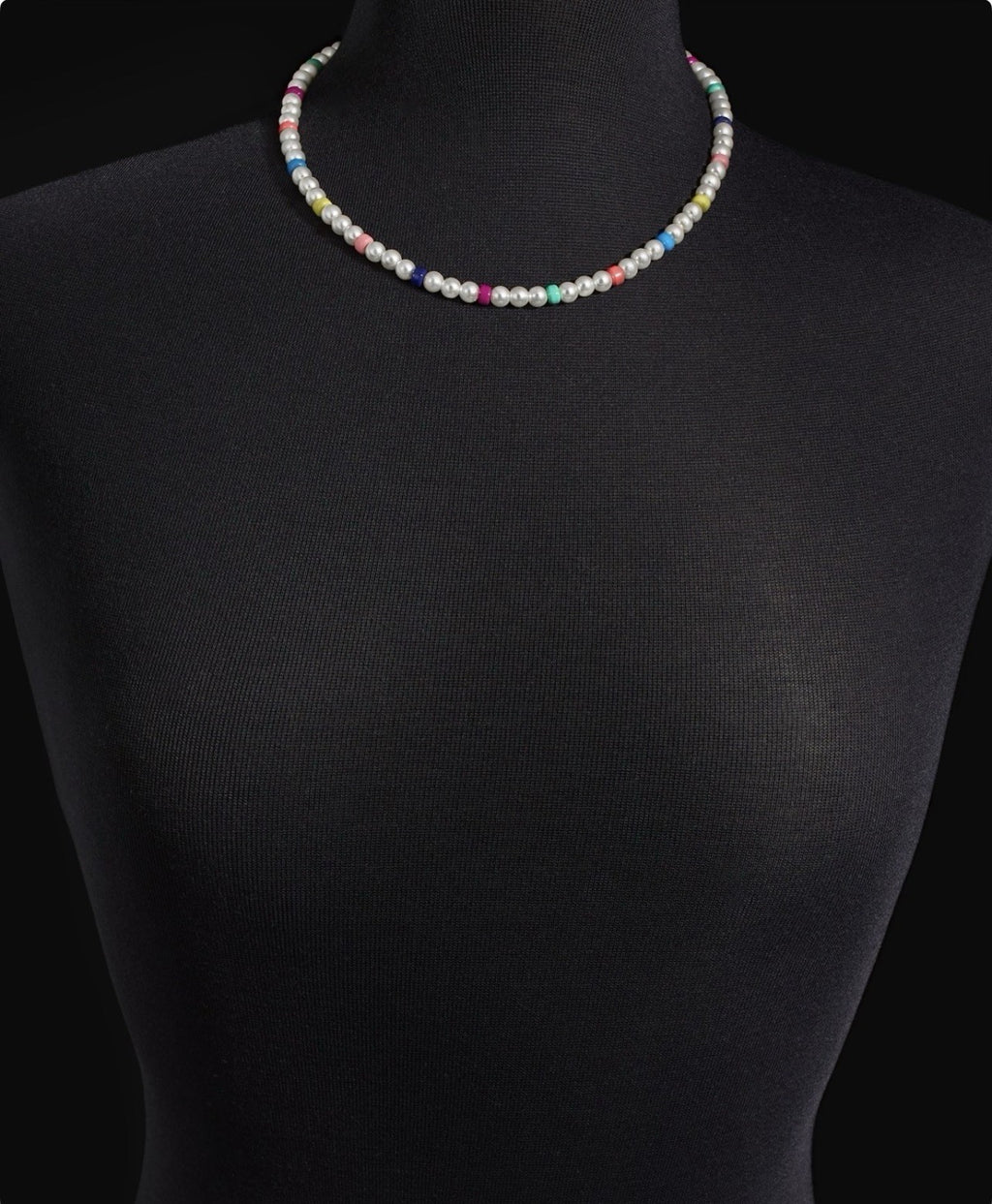 On 34th Gold-Tone Bead & Imitation Pearl Collar Necklace, 16-1/2" + 2" extender