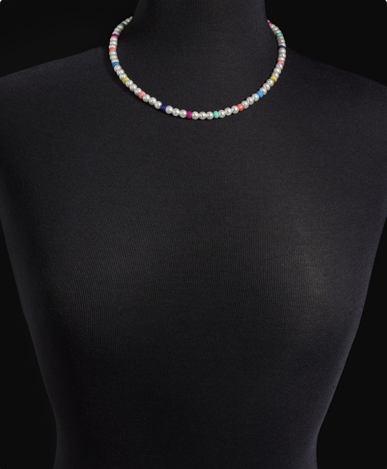 On 34th Gold-Tone Bead & Imitation Pearl Collar Necklace, 16-1/2" + 2" extender