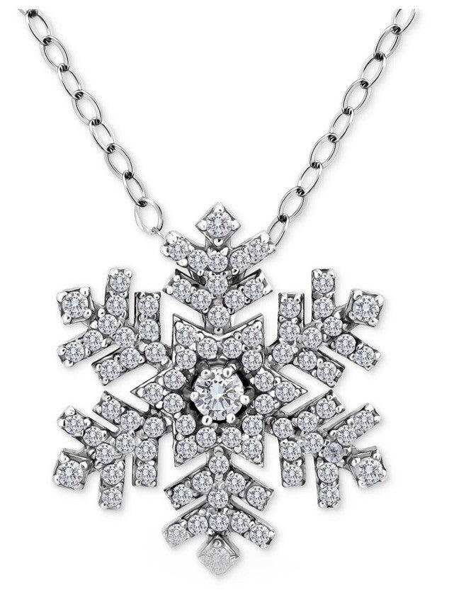 Giani Bernini CZ & Pure Silver Snowflake necklace 16”