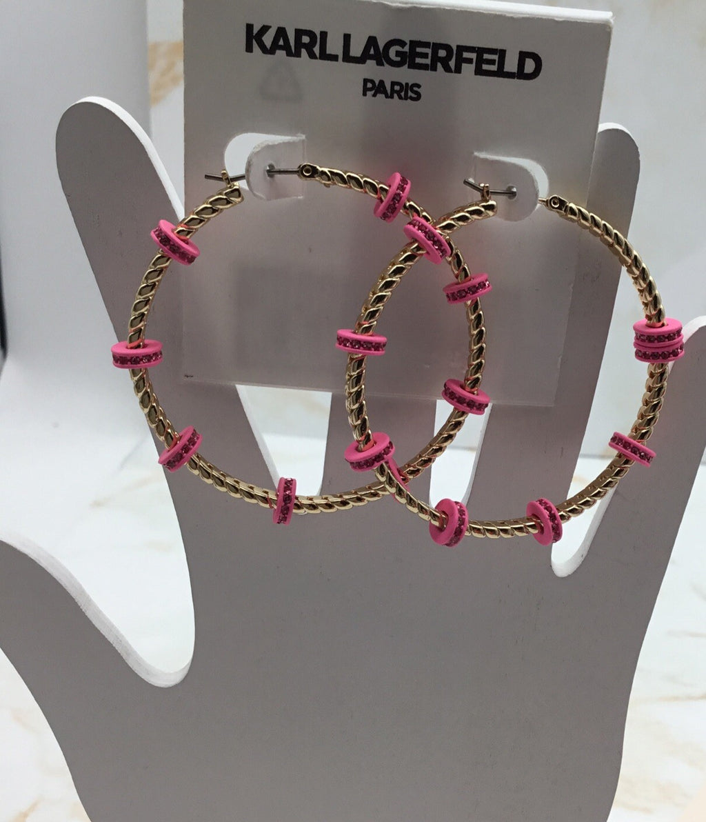 karl lagerfeld paris Women’s Gold Color Earrings Hoops Medium 