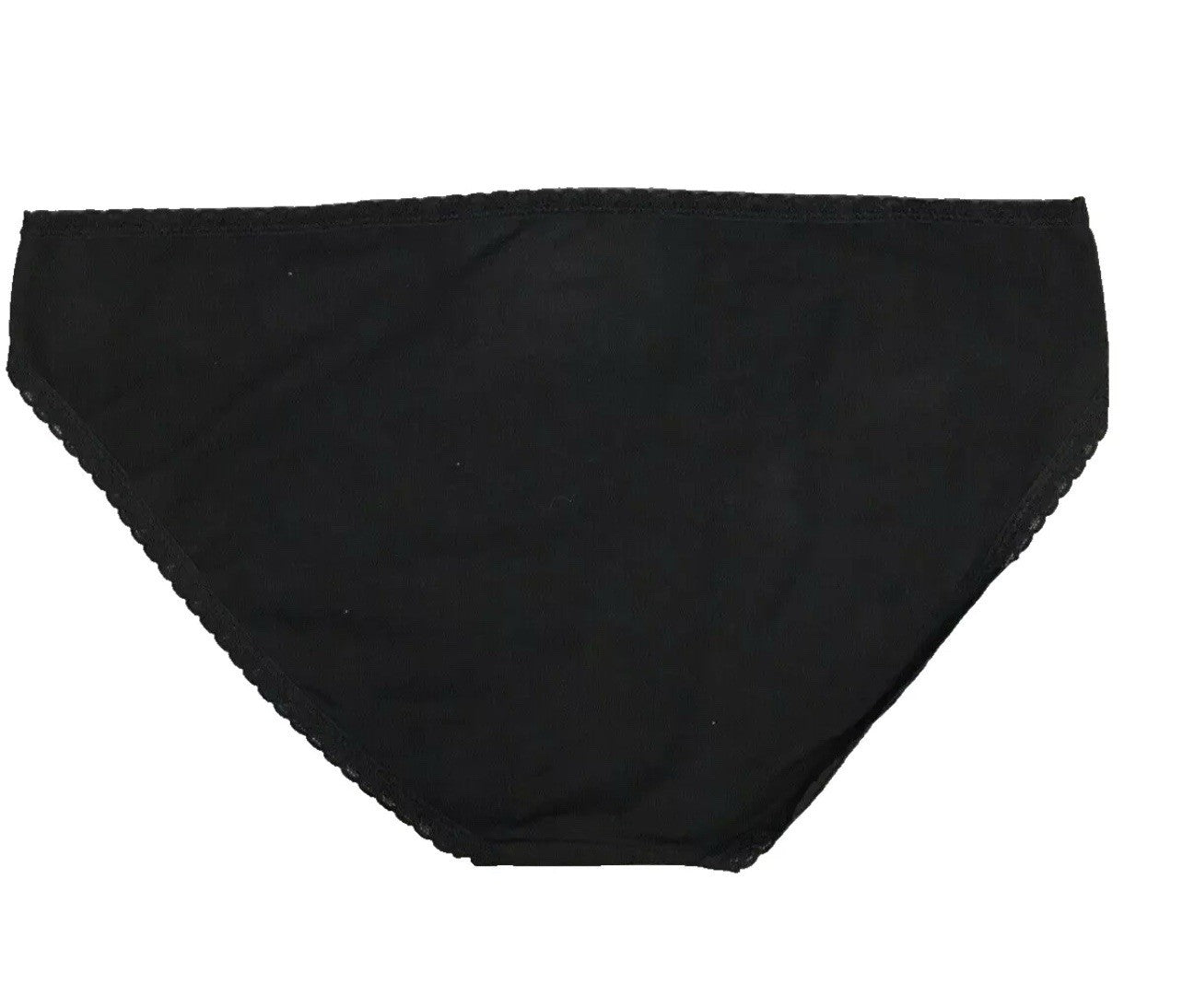 JENNI Women’s Lace Trim Bikini Underwear, Black, Large