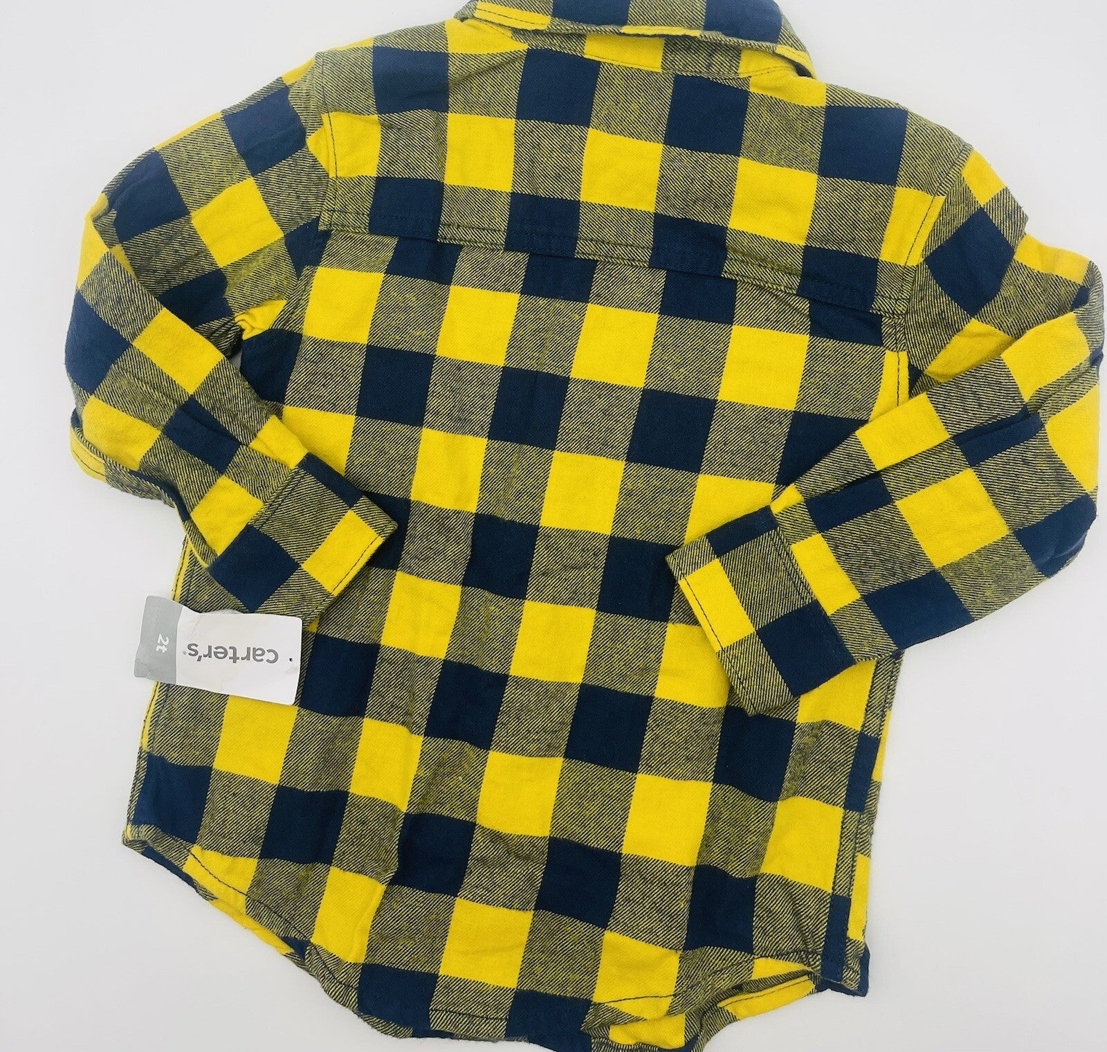 Carter's blue and yellow flannel button up shirt Size 2T