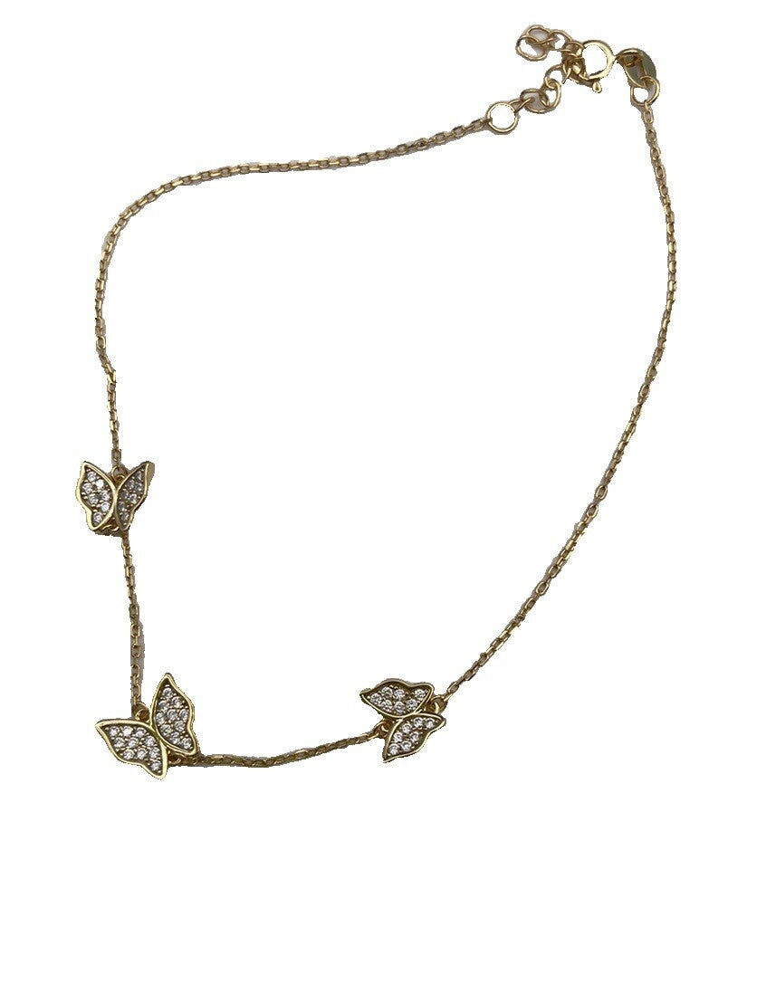 Macys Butterfly Anklet 14k Gold Over Sterling 10in