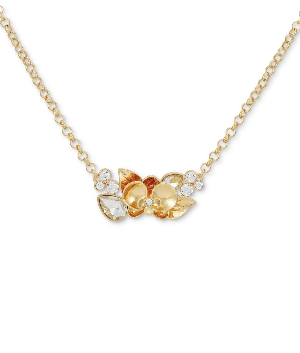 Guess Gold-Tone Crystal Flower Statement Necklace, 16" + 2" Extender - Gold