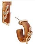lonna & lilly Gold-Tone Pavé Branch Brown Small Huggie Hoop 