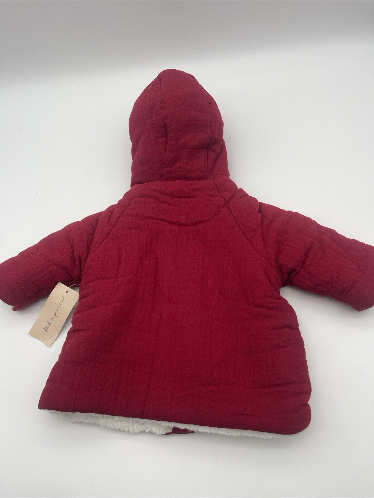 First Impressions Baby Girl Dark Ruby  Reversible Winter Coat - Size 3-6M