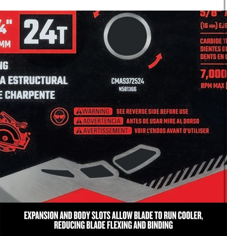 Craftsman 7-1/4-in 24-Tooth Rough Finish Carbide Circular Saw Blade
