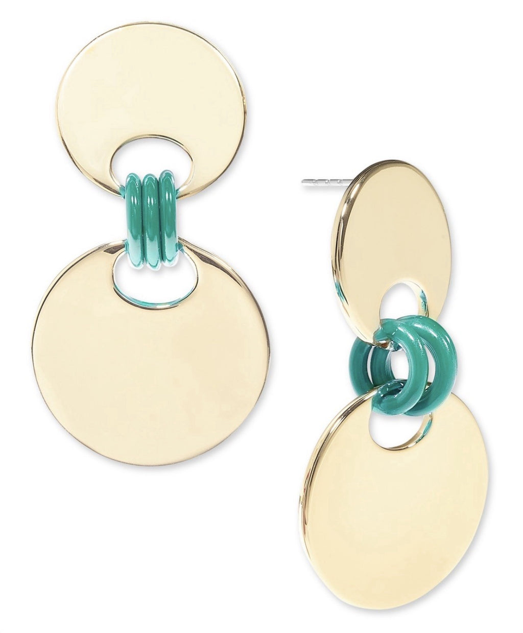 On 34th Gold-Tone Disc & Color Ring Drop Earrings for Women NWT