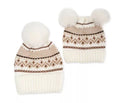 Charter Club Mommy & Me Fair Isle Beanies Set Women's OS Ivory Faux-Fur Pom Poms