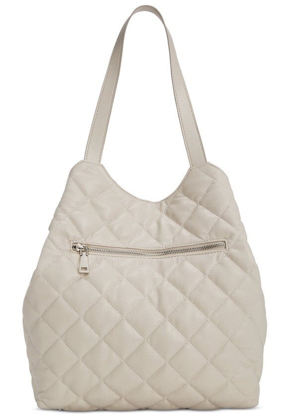 INC Andria quilted faux-leather women's XL tote bag - Bone/ White