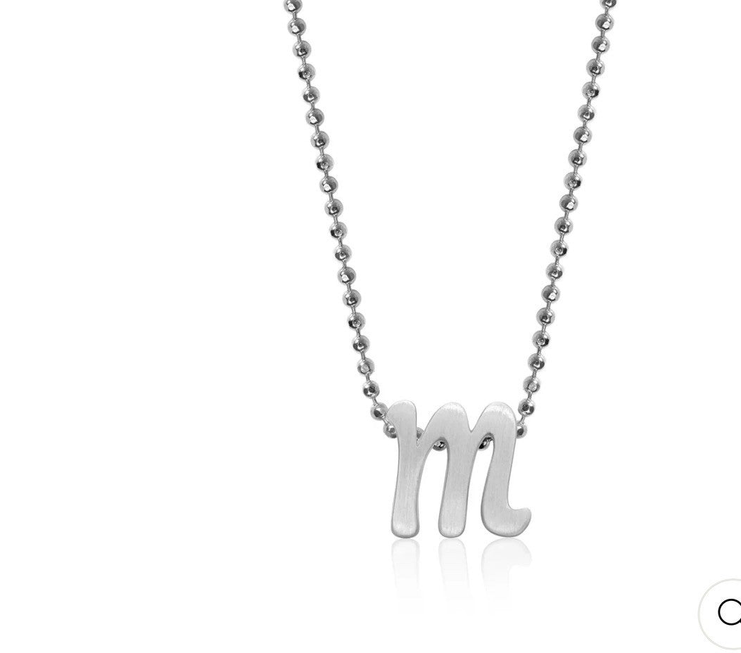 Alex Woo Lowercase Initial 16" Pendant Necklace in Sterling Silver - M