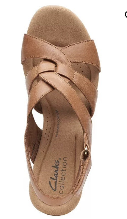 Clarks Giselle Sandals Women's 7.5M Tan Leather