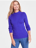 I.n.c. International Concepts Women's L Detailed Ribbed Mock Neck LS Sweater Iri