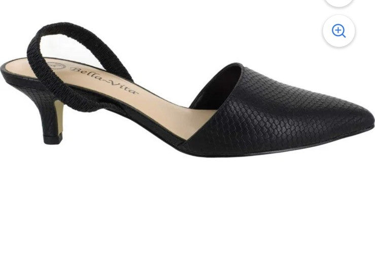 Bella Vita Womens Sarah Slingback Snake Print Pumps Sandals Black Size 11N