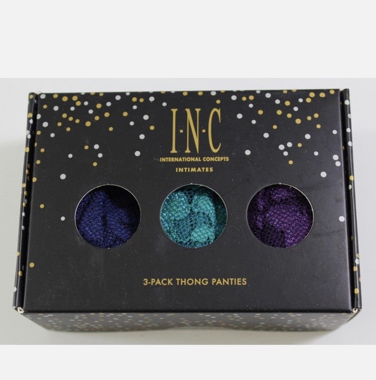 I.N.C. International Concepts Women's 3-Pk. Lace Thong Underwear L