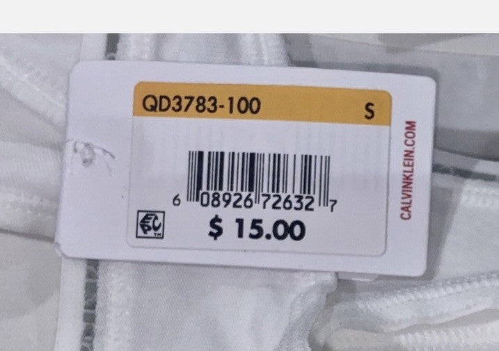 Calvin Klein CK One Cotton Singles Thong Underwear QD3783 White S
