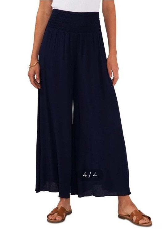 Vince Camuto Women's Black Smocked-Waist Pull-On Pants Plus Size 3X