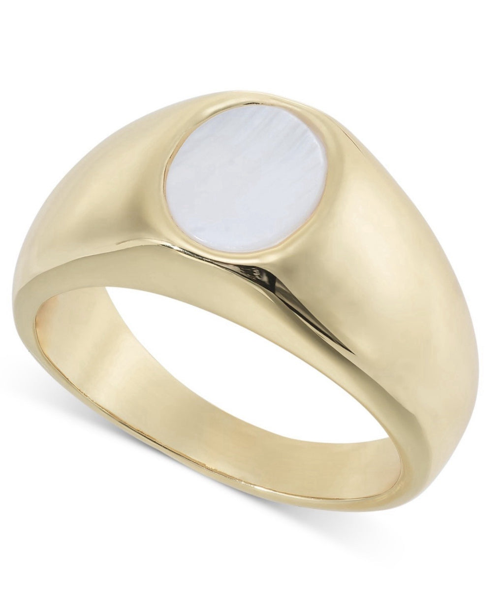 On 34th Gold-Tone Mother-of-Pearl Signet Ring, Created for Macy's - Gold Size 6