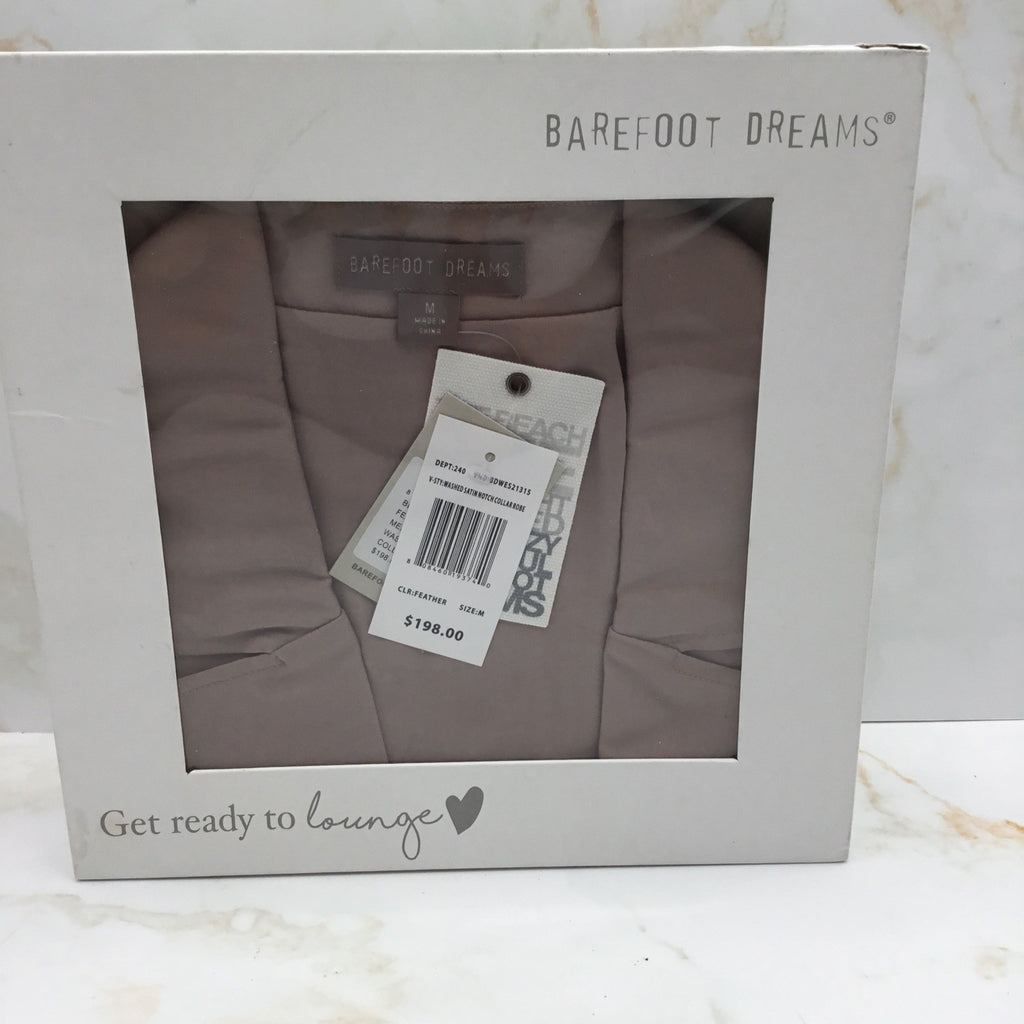 BAREFOOT DREAMS Satin Notch Collar Robe Feather Color Size M