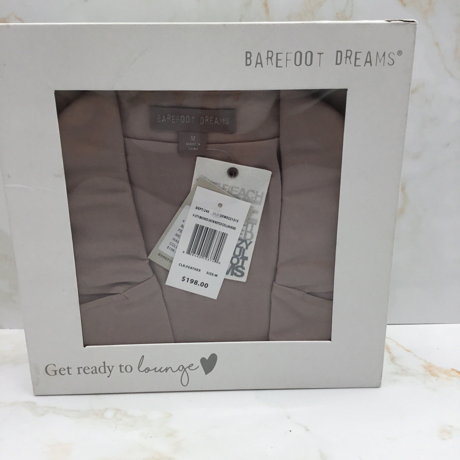 BAREFOOT DREAMS Satin Notch Collar Robe Feather Color Size M
