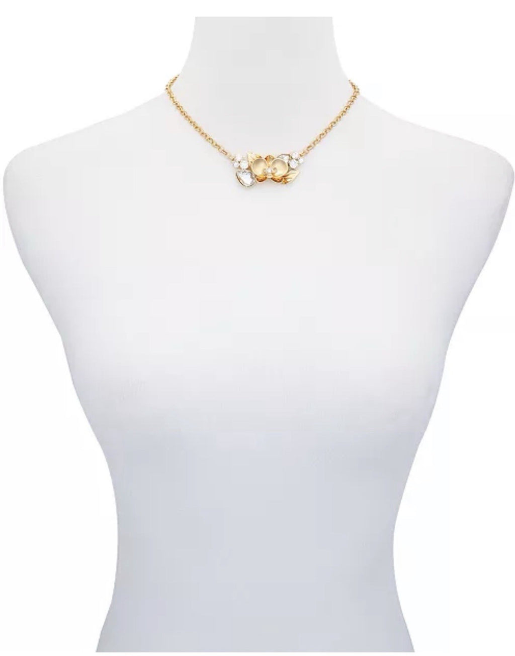 Guess Gold-Tone Crystal Flower Statement Necklace, 16" + 2" Extender - Gold