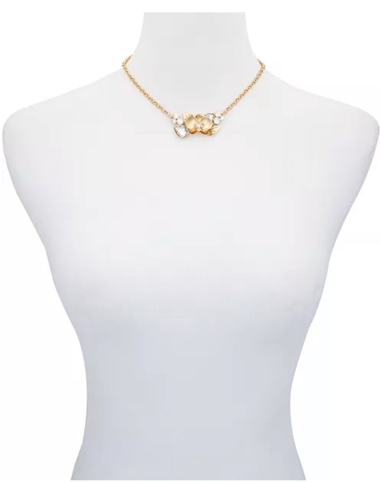 Guess Gold-Tone Crystal Flower Statement Necklace, 16" + 2" Extender - Gold