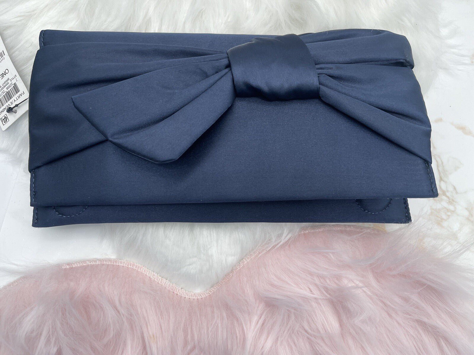 Inc International Party/evening Hand Bag One Size Satin Navy